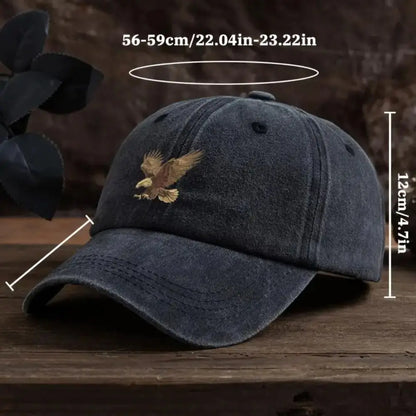 Washed Eagle Print Baseball Cap