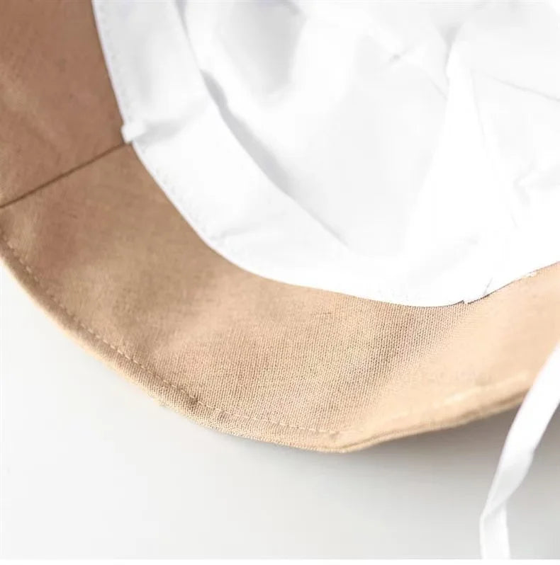 Linen Solid Color Letter Bucket Hat
