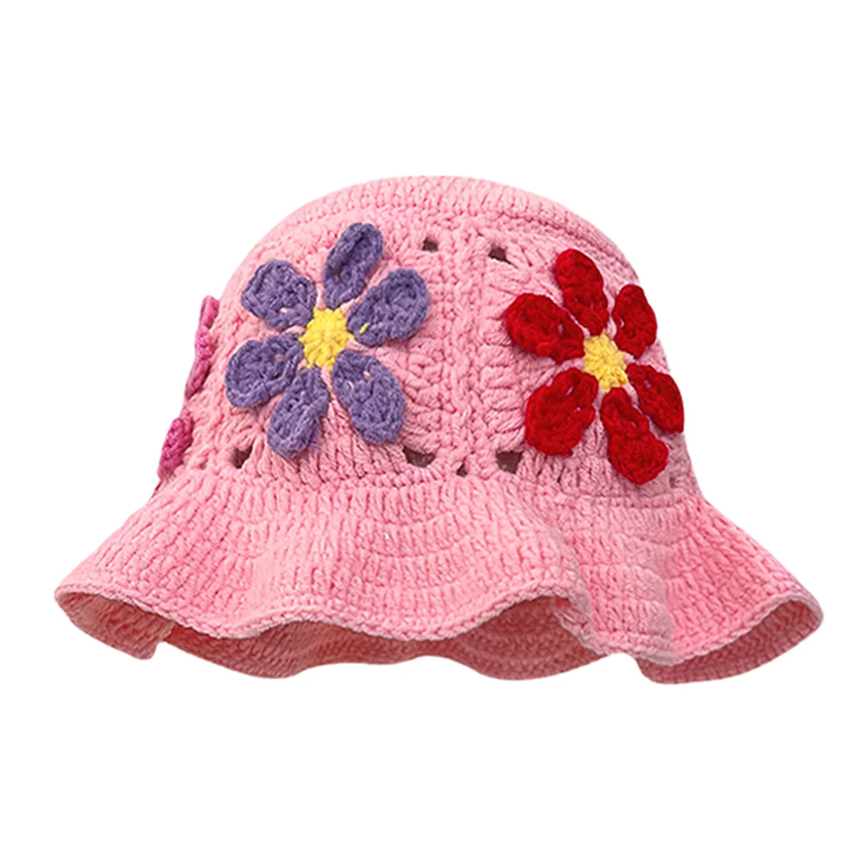 Women Colorful Crochet Wool Bucket Hat