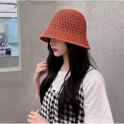 Korean Straw Hat Summer Women Visor Breathable Chic Bucket Hats