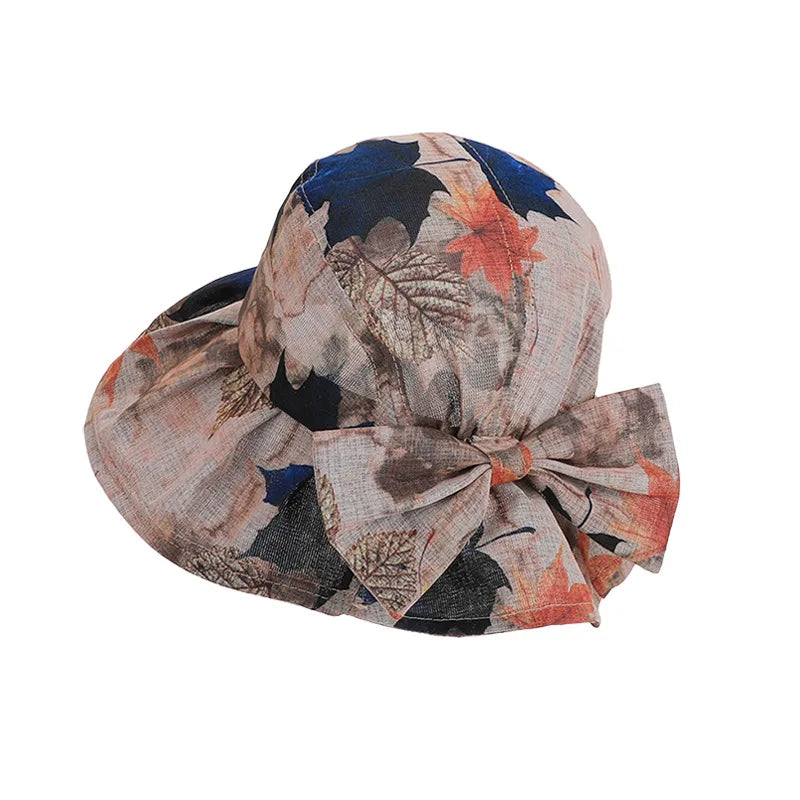Wide Brim Bow Detail Lightweight UV Protection Bucket Hat