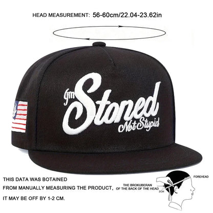 Stoned Letter Embroidered Hip-Hop Snapback Cap