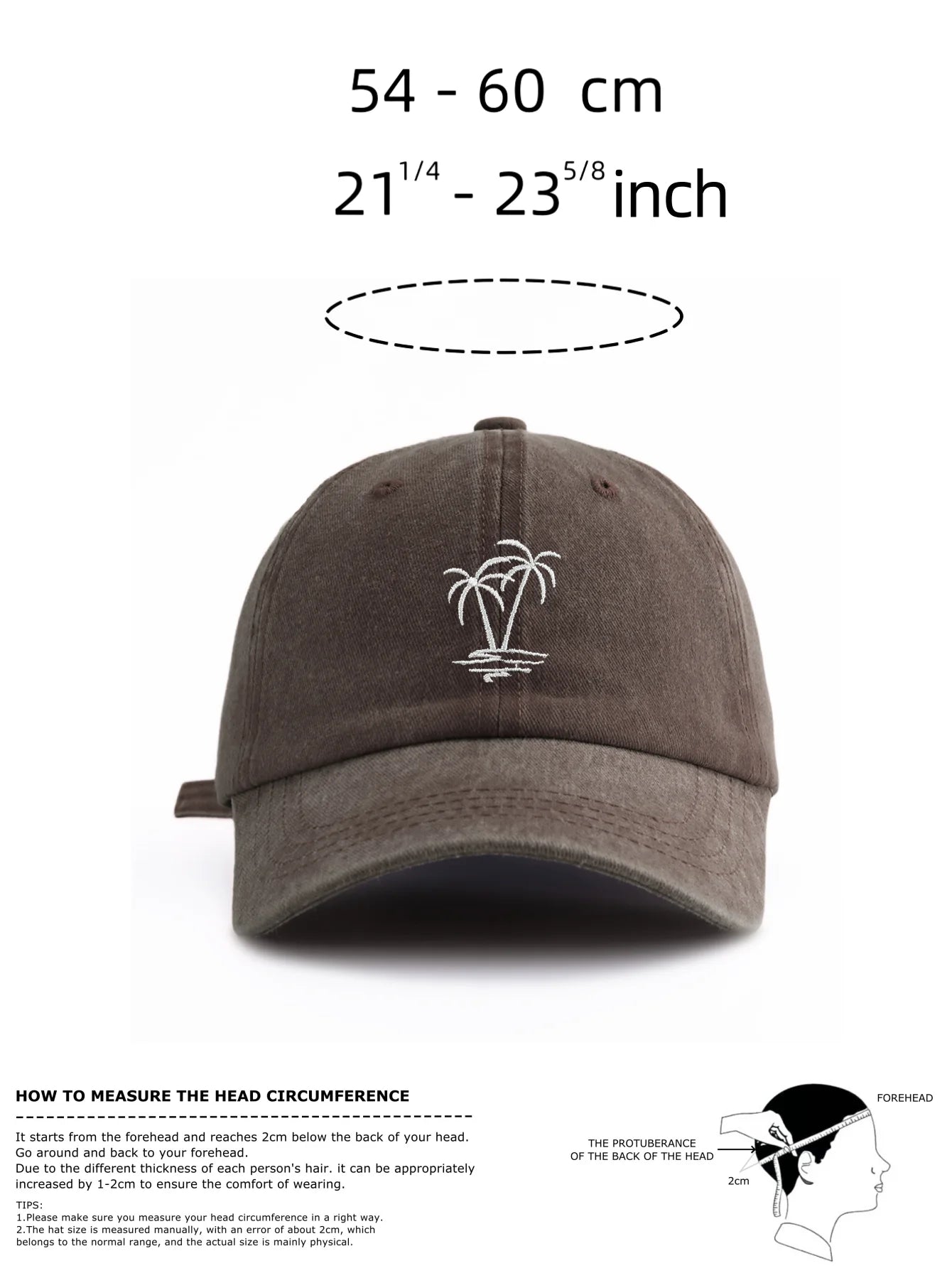 1pc Coconuttree Embroidery Washed Baseball Cap For Adults