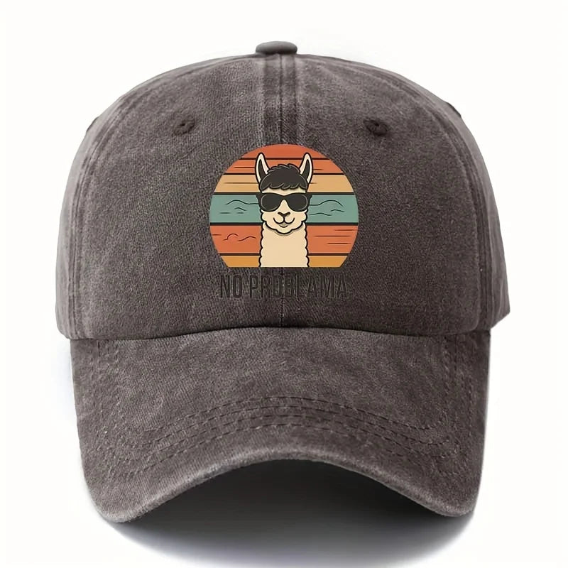 Male And Female Cartoon Alpaca Baseball Cap With Curved Brim Suitable For Outdoor Activities Such As Camping And Travel