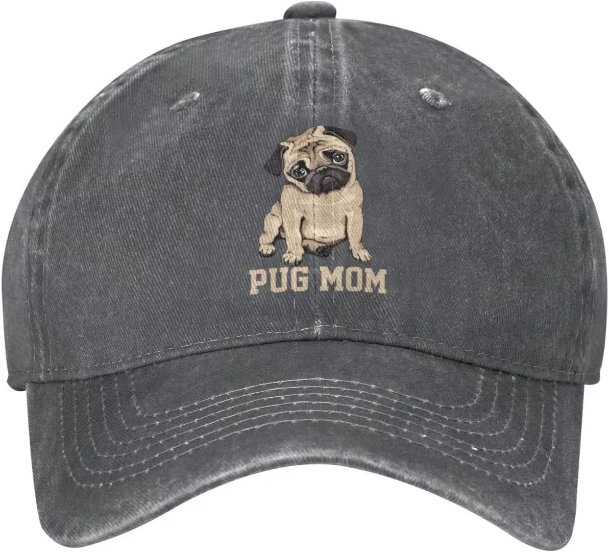 Pug Mom Denim Baseball Cap