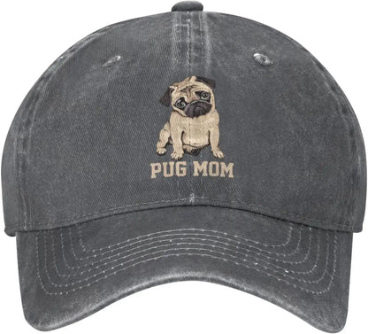 Pug Mom Denim Baseball Cap