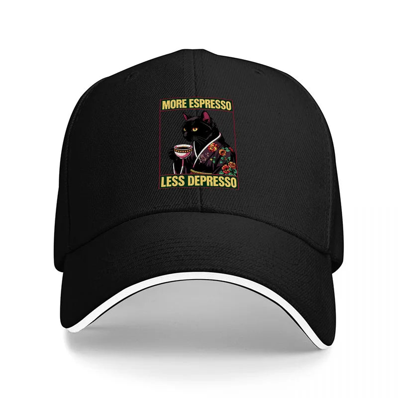 More Espresso Less Depresso Cat Baseball Cap