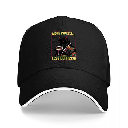 More Espresso Less Depresso Cat Baseball Cap