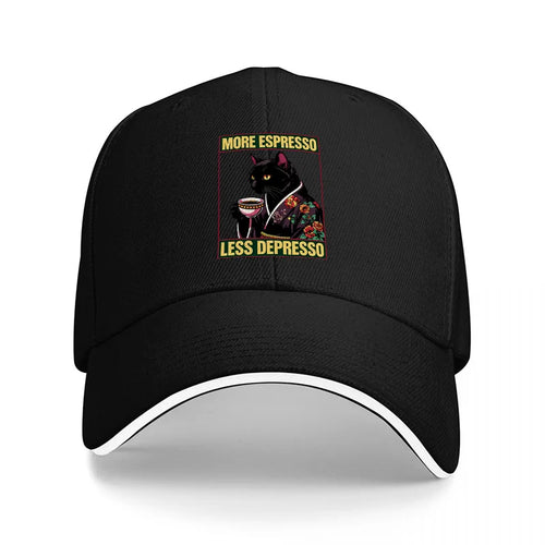 More Espresso Less Depresso Cat Baseball Cap