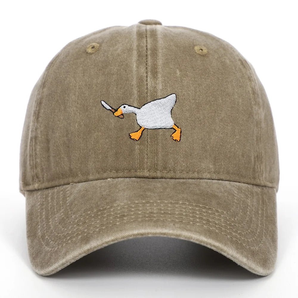 White Goose Embroidered Adjustable Snapback Baseball Cap