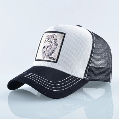 Embroidery Wolf Snapback Trucker Cap