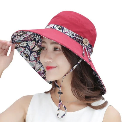 Reversible Foldable Wide Brim UV Protection Bucket Hat