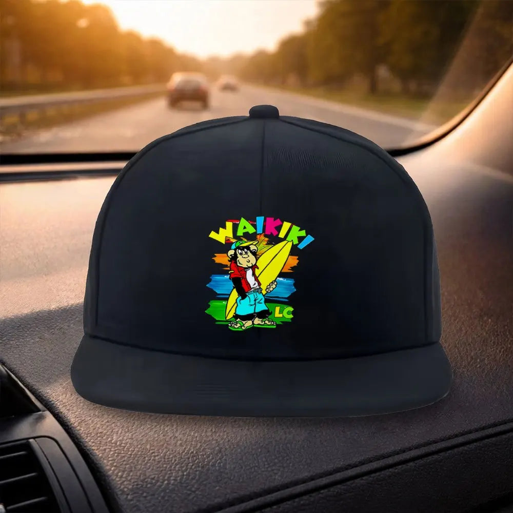 Unisex Monkey Graphic Duckbill Flat Brim Snapback Cap