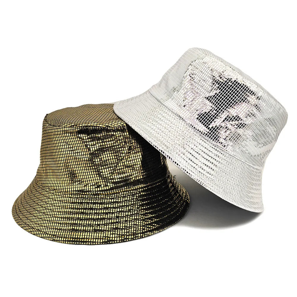 Fashion Bling Panama Women Men Decorate Bucket Hat