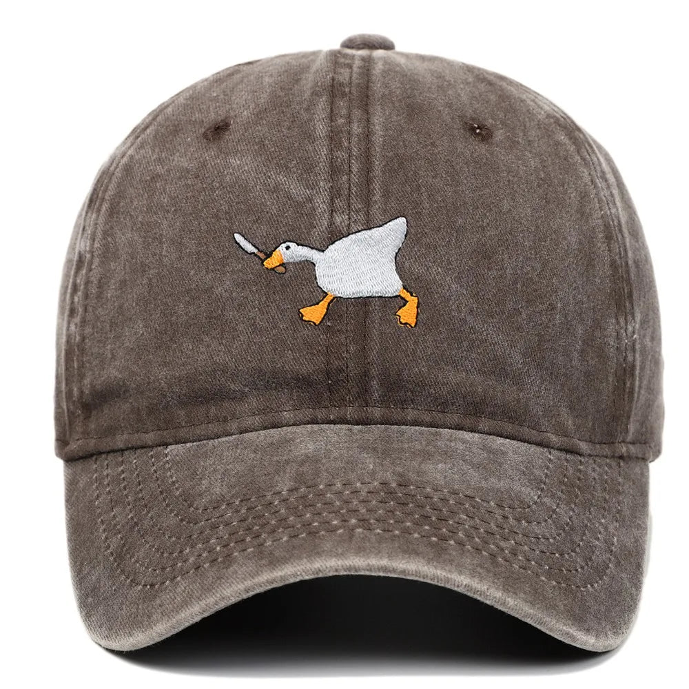 White Goose Embroidered Adjustable Snapback Baseball Cap