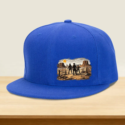 Western Cowboy Wilderness Sunset Snapback Cap