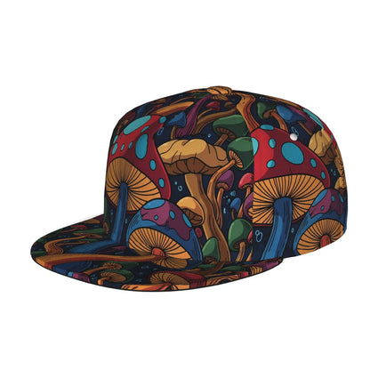 Vibrant Mushroom Design Unisex Flat Brim Baseball Cap