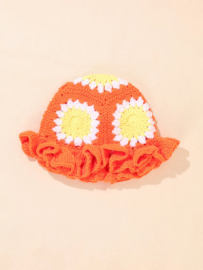 Vintage Floral Crochet Bucket Hat