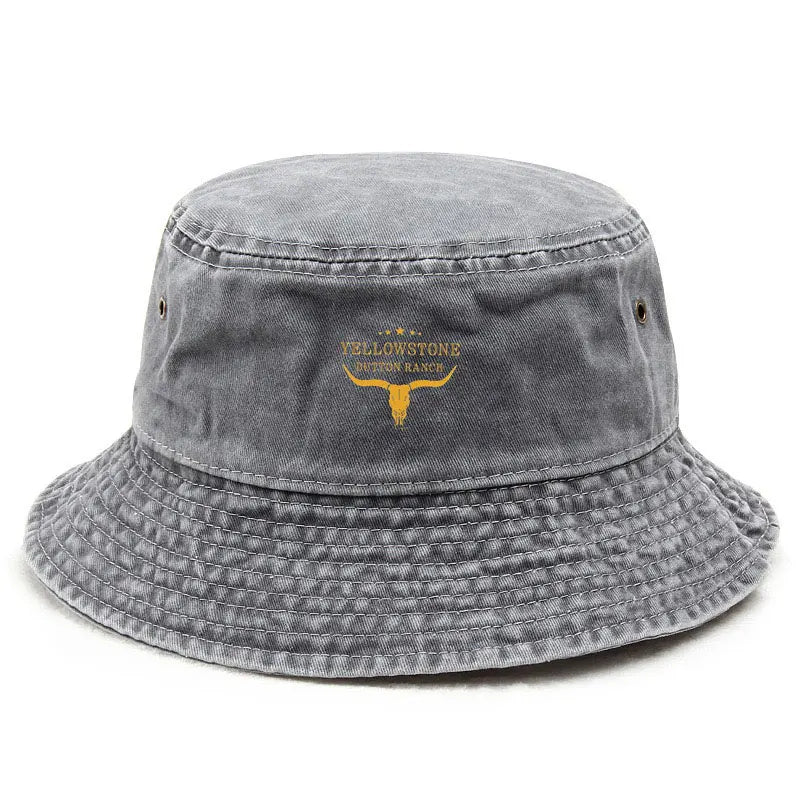 Vintage Yellowstone Bull Skull Bucket Hat