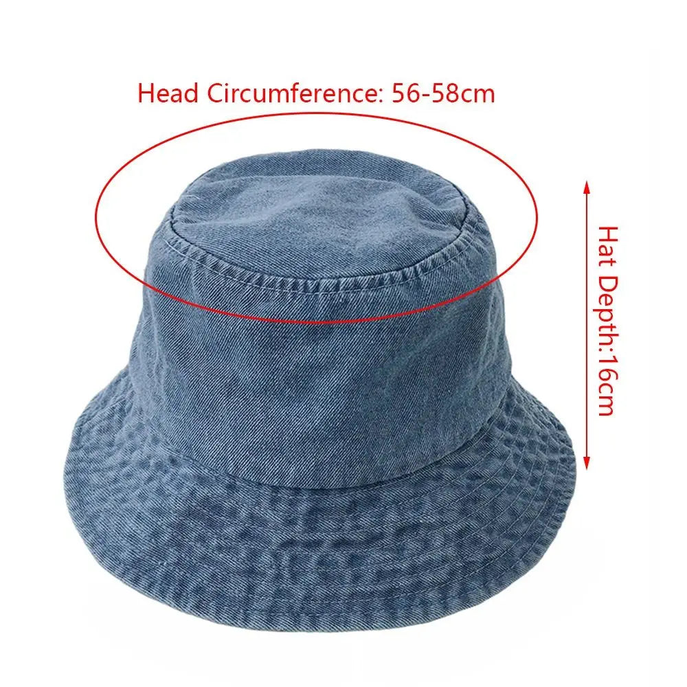 Denim Fabric Unisex Women Men Cotton Bucket Hats