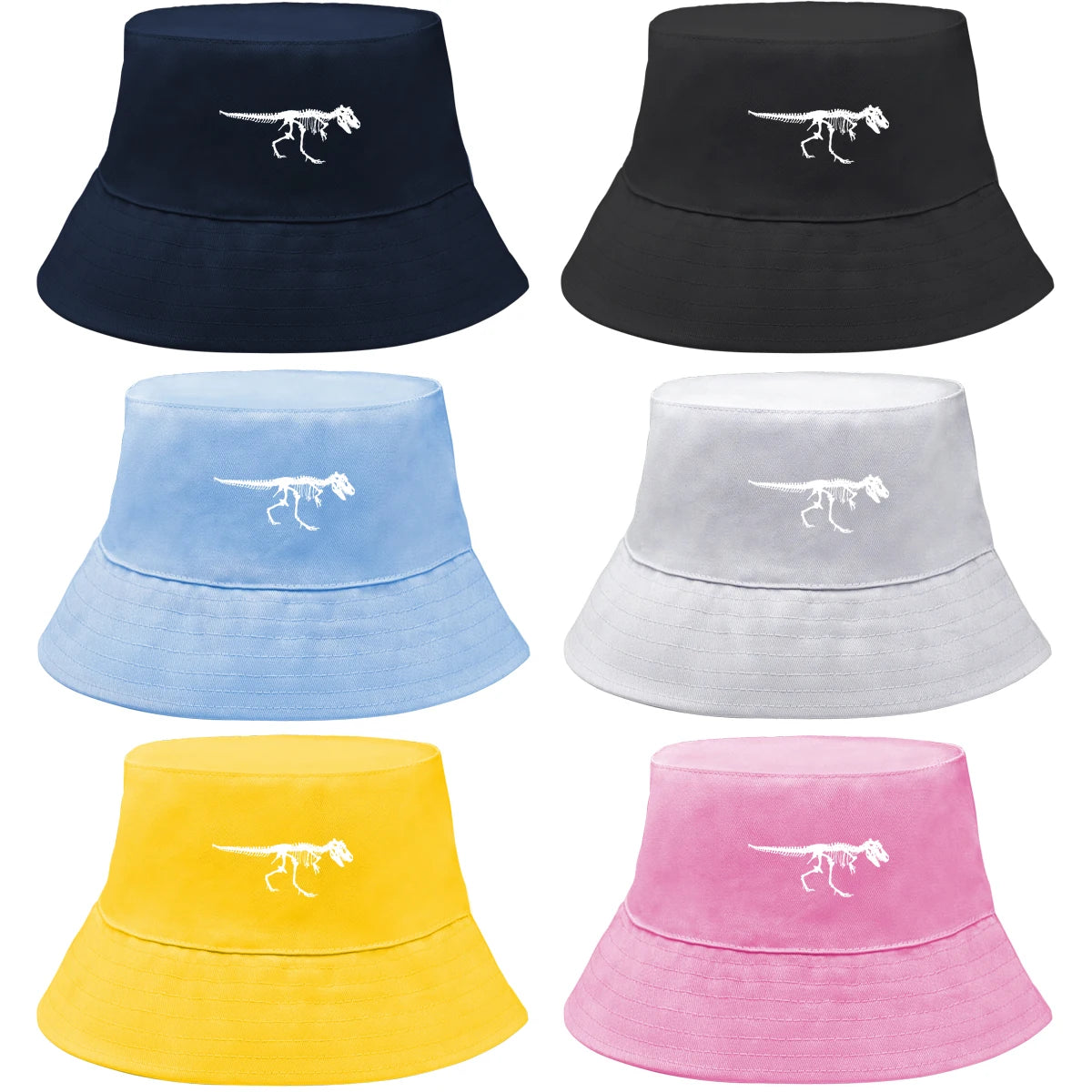 Skeleton Dinosaur Print Bucket Hat