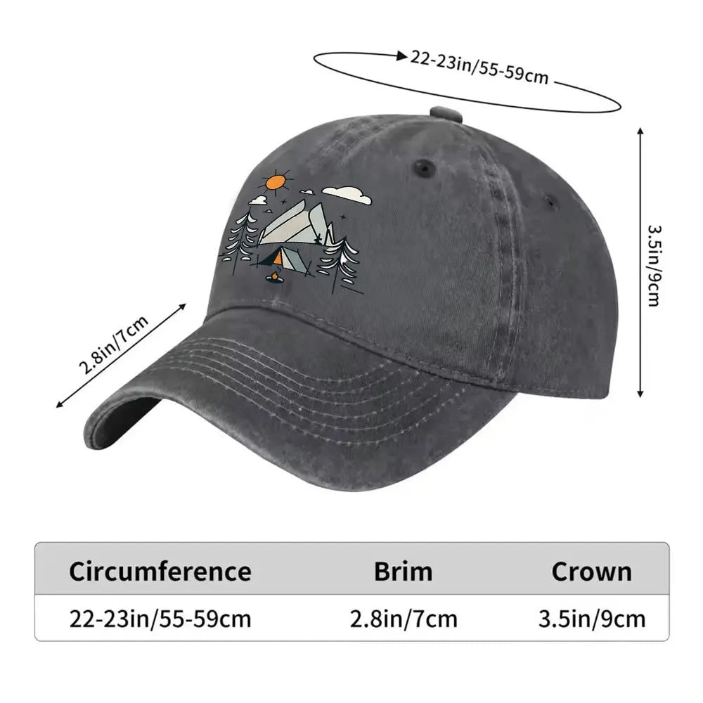 Camping Mountain Washed Baseball Cap