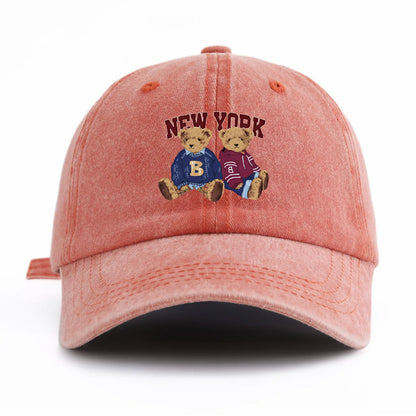 Bear Duo Washed Retro Baseball Cap