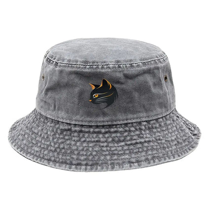 Vintage Black Cat Print Bucket Hat