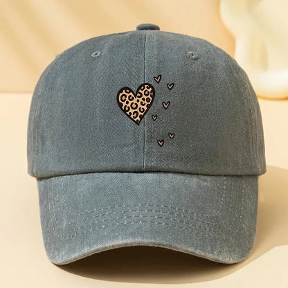 Leopard Heart Retro Baseball Cap