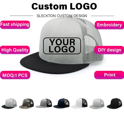 Custom Logo Embroidered Trucker Snapback Cap