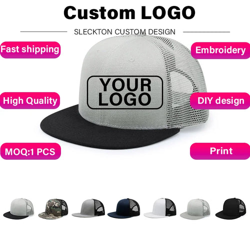 Custom Logo Embroidered Trucker Snapback Cap