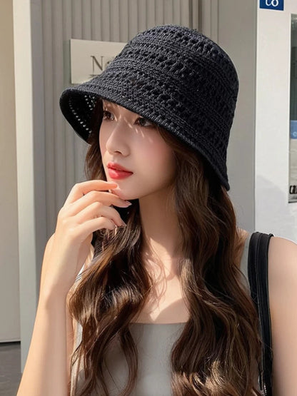 Crochet Raffia Tassel Edge Beach Bucket Hat