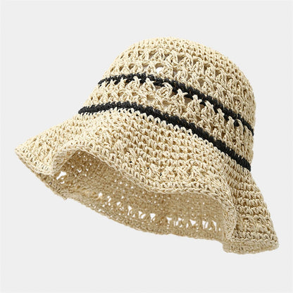 Wide Brim Straw Travel Bucket Hat