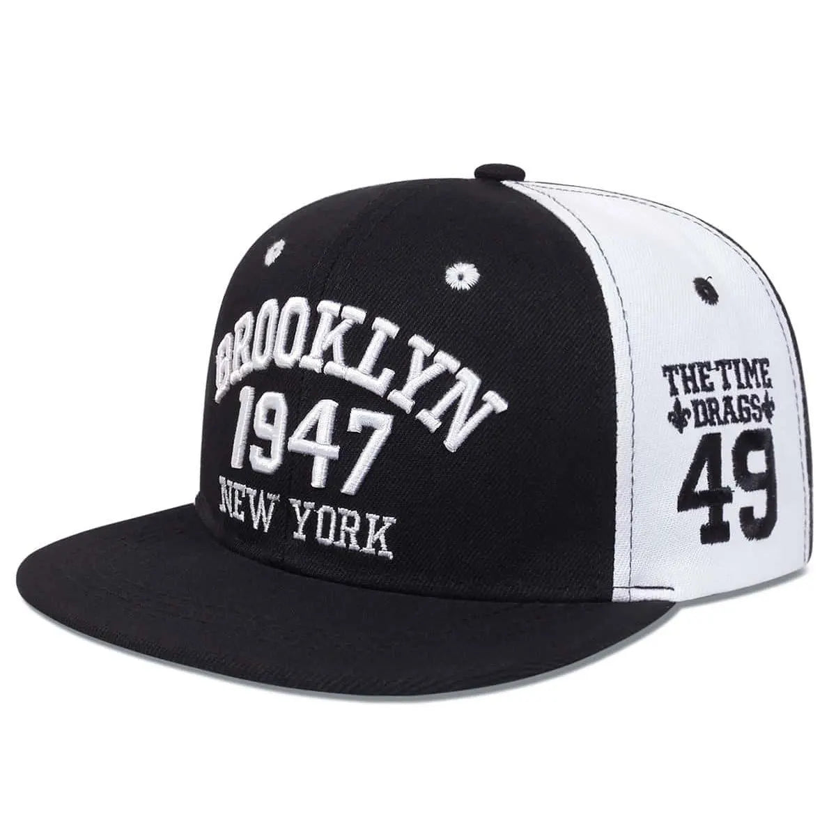 Brooklyn Embroidered Flat Brim Snapback Cap