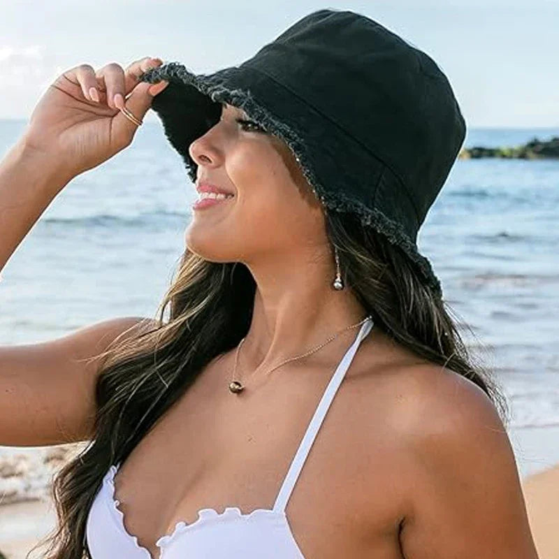 Cotton Fringed Bucket Hat Soft Fisherman Cap