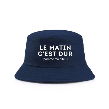 Bob Le Matin C’est Dur Funny Print Bucket Hat