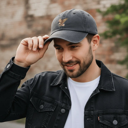 Washed Eagle Print Baseball Cap