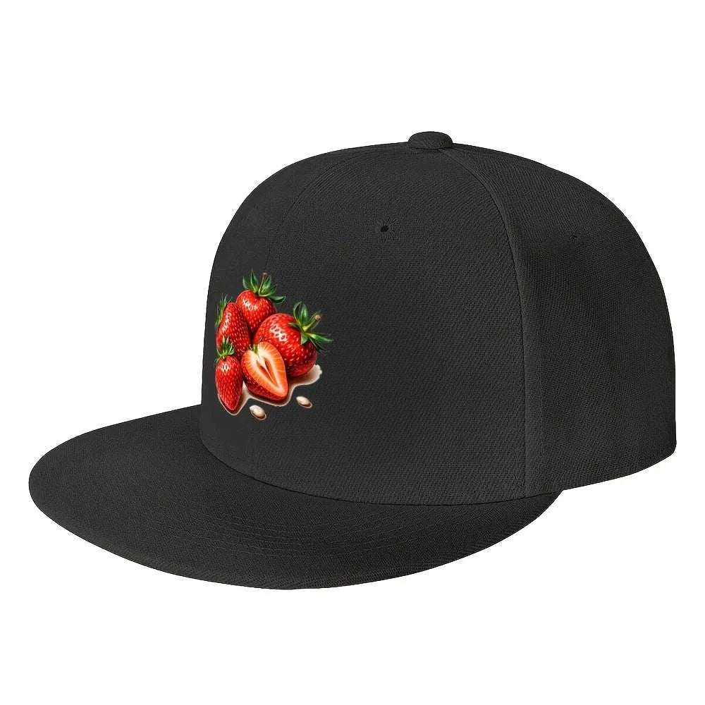 Strawberry Print Summer Snapback Cap