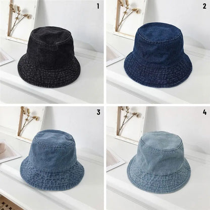 Denim Fabric Unisex Women Men Cotton Bucket Hats