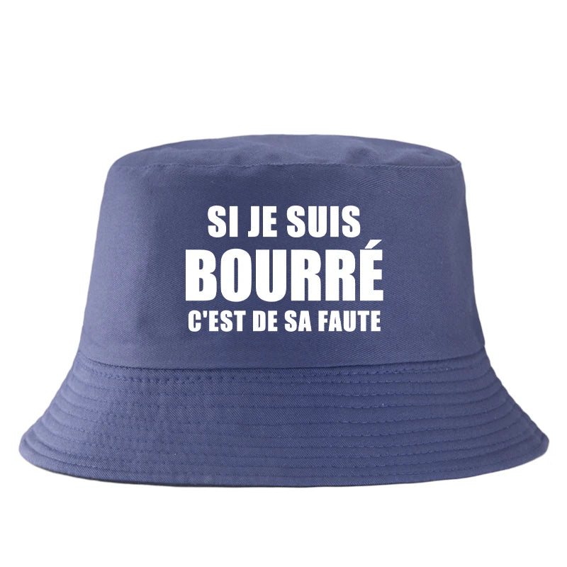 French Print Reversible Cotton Bucket Hat Unisex