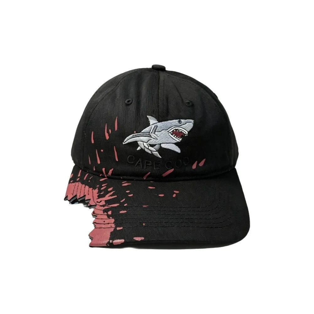 Shark Bite Chomped Brim Embroidered Baseball Cap