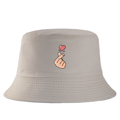 Korean Finger Heart Summer Cotton Bucket Hat