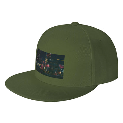 City Train Tracks Night Vintage Snapback Cap