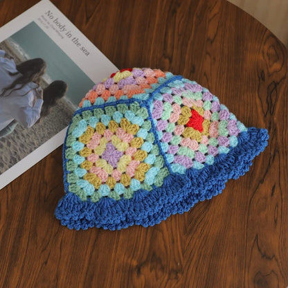 Sunflower Patchwork Ruffled Bucket Hat