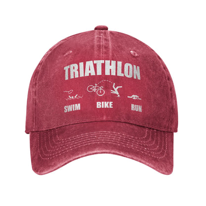 Triathlon Running Swimming Bicycling Vintage Adjustable Baseball Cap
