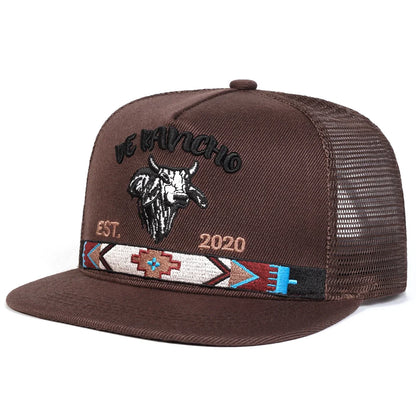 Bullhead Letter Embroidered Mesh Snapback Cap