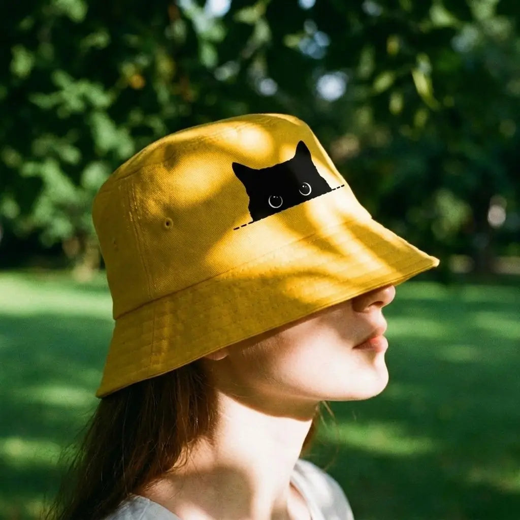 Black Cat Printed Fisherman Bucket Hat Unisex