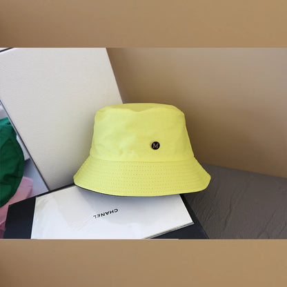 Solid Color Letter Sunshade Bucket Hat