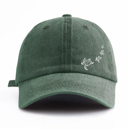 1pc Turtle Print Washed Baseball Caps
