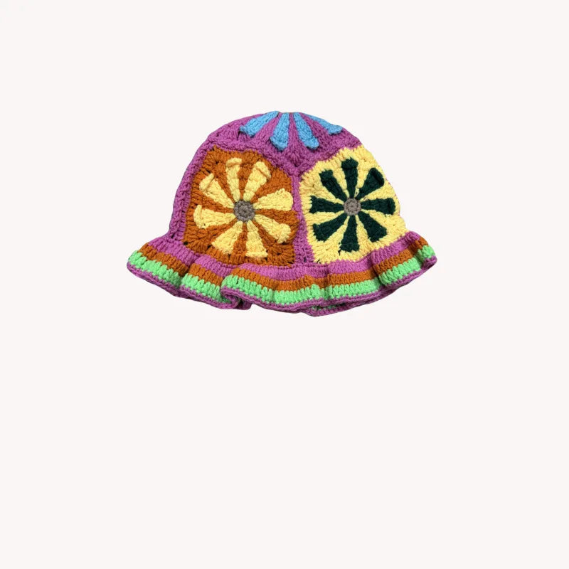 Women's Flower Knit Crochet Bucket Hat